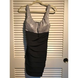 New Years Eve LBD with silver sequin bust